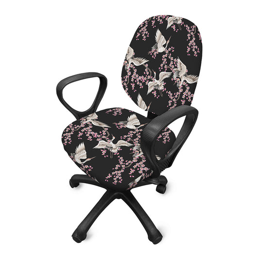 Japanese Crane Bird Pattern Print Office Chair Cover