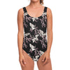 Japanese Crane Bird Pattern Print One Piece Swimsuit