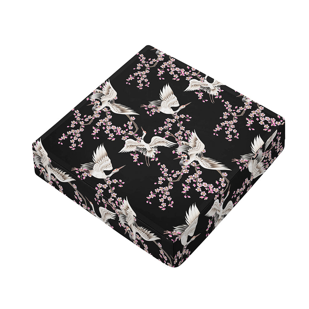 Japanese Crane Bird Pattern Print Outdoor Seat Cushion Cover