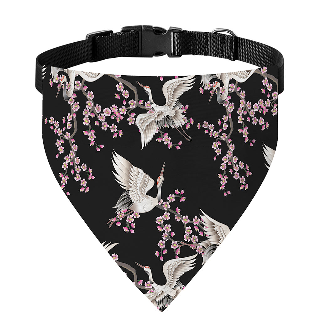 Japanese Crane Bird Pattern Print Over The Collar Dog Bandana