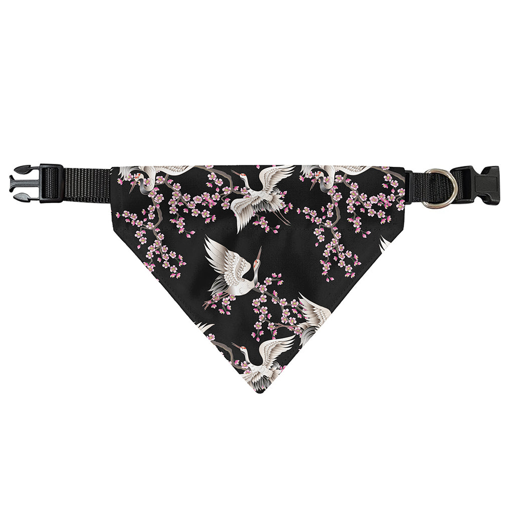 Japanese Crane Bird Pattern Print Over The Collar Dog Bandana