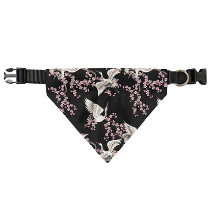 Japanese Crane Bird Pattern Print Over The Collar Dog Bandana