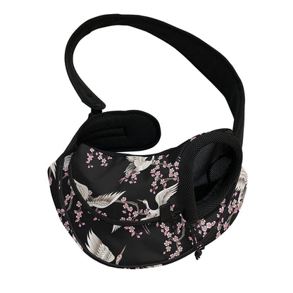 Japanese Crane Bird Pattern Print Pet Sling Carrier