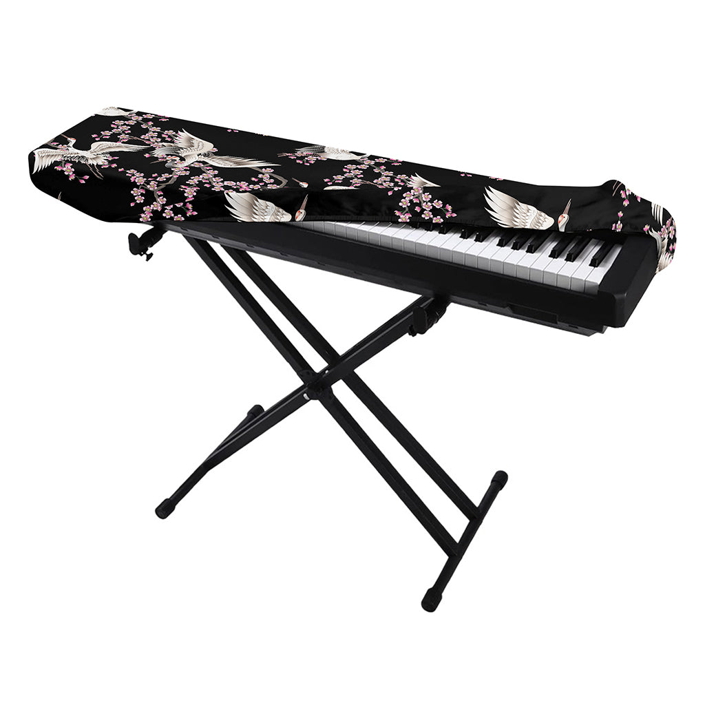 Japanese Crane Bird Pattern Print Piano Keyboard Cover