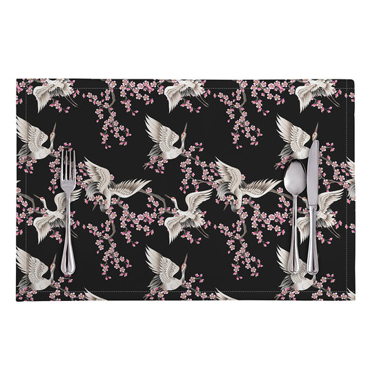 Japanese Crane Bird Pattern Print Placemat