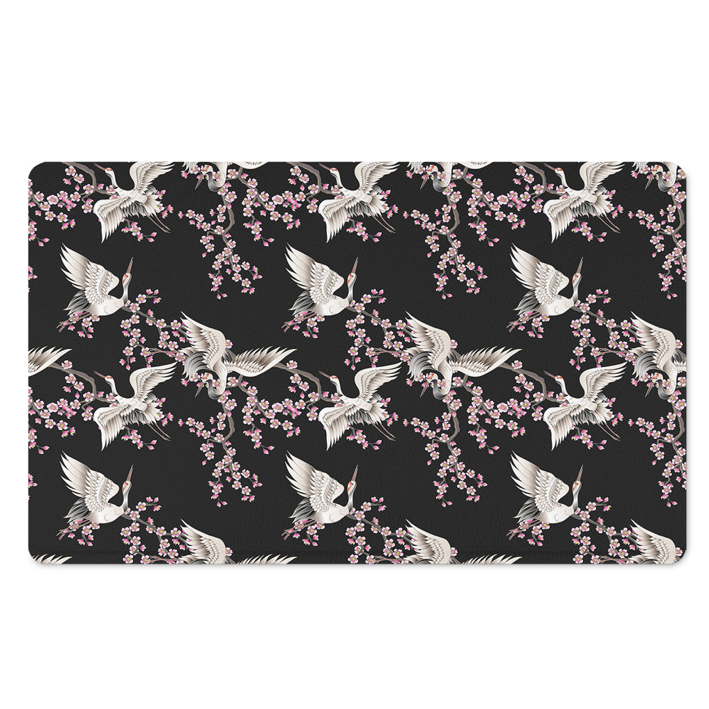 Japanese Crane Bird Pattern Print Polyester Doormat