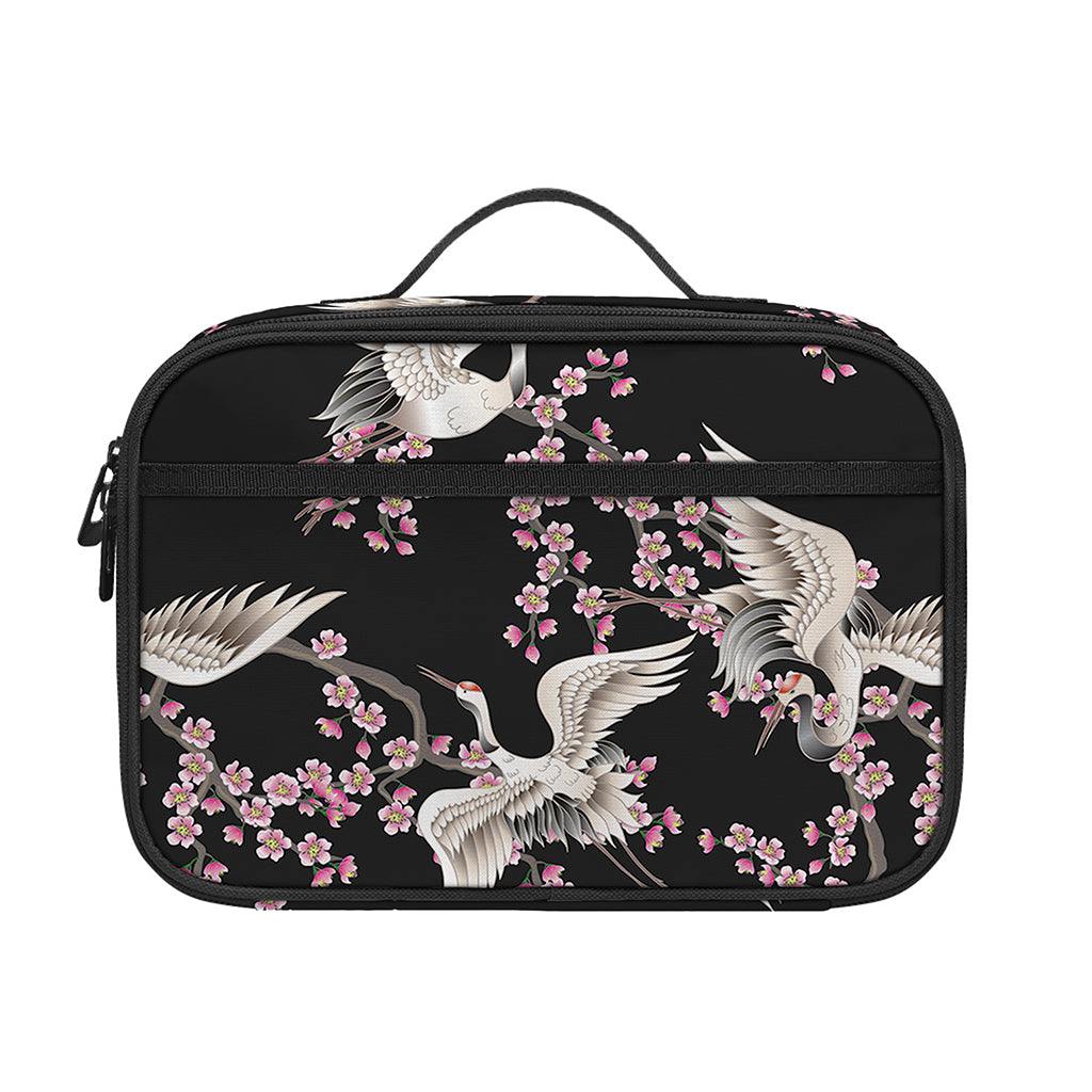 Japanese Crane Bird Pattern Print Portable Lunch Bag