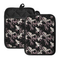 Japanese Crane Bird Pattern Print Pot Holders With Pocket