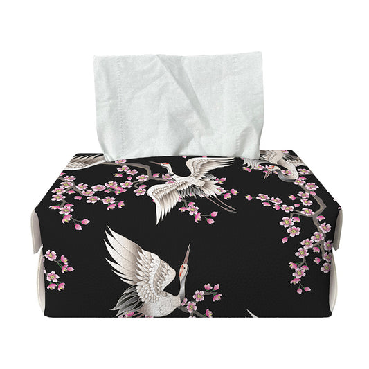 Japanese Crane Bird Pattern Print Rectangle Tissue Box Cover