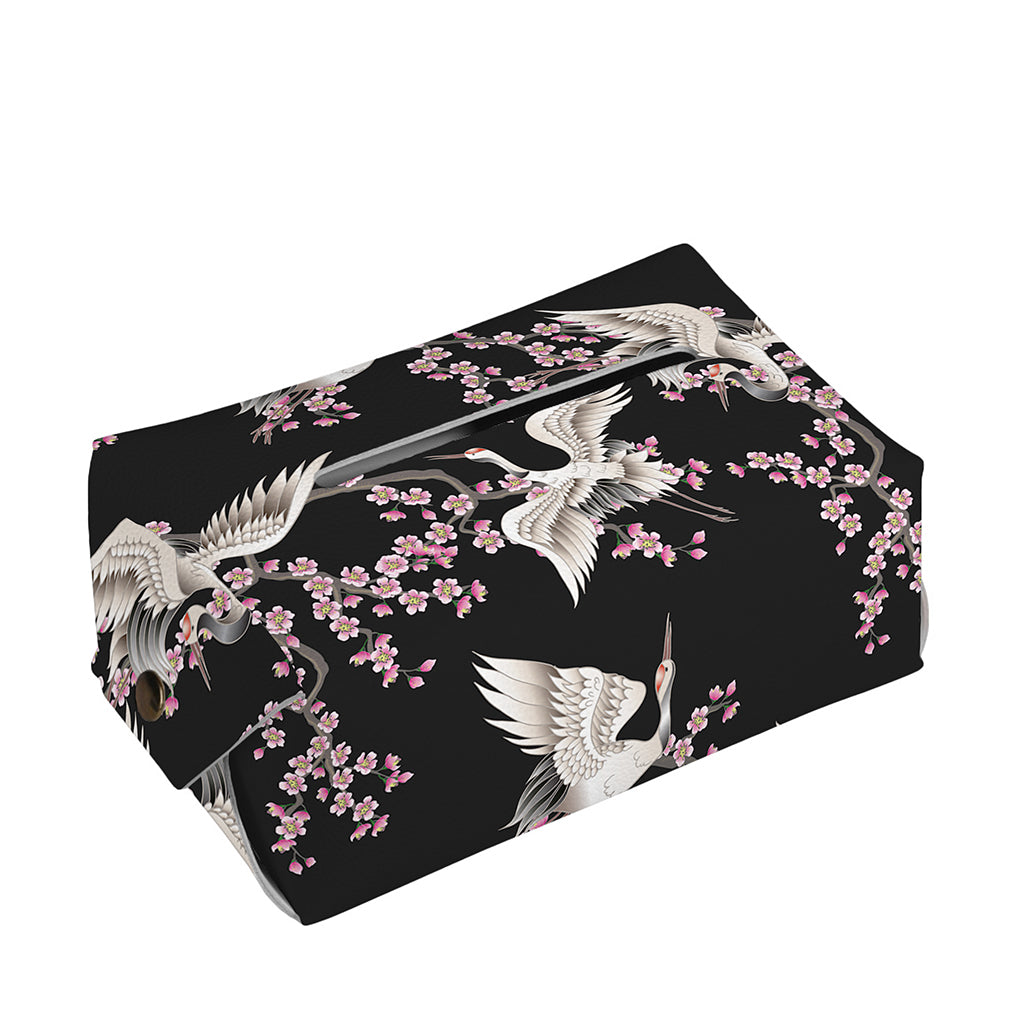 Japanese Crane Bird Pattern Print Rectangle Tissue Box Cover