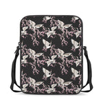 Japanese Crane Bird Pattern Print Rectangular Crossbody Bag