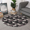 Japanese Crane Bird Pattern Print Round Rug