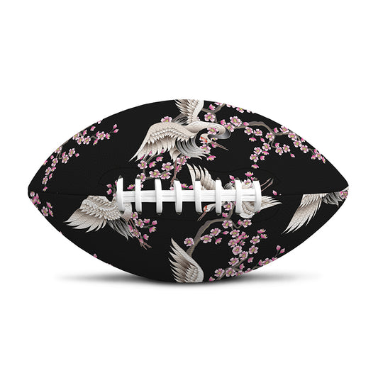 Japanese Crane Bird Pattern Print Rugby Ball