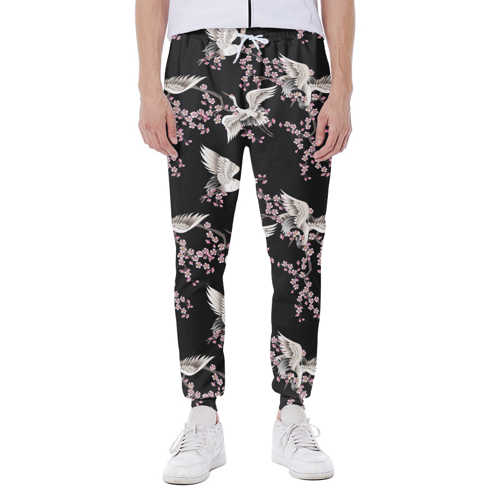 Japanese Crane Bird Pattern Print Scuba Joggers