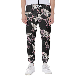 Japanese Crane Bird Pattern Print Scuba Joggers