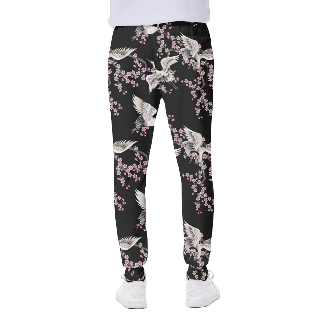 Japanese Crane Bird Pattern Print Scuba Joggers