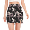 Japanese Crane Bird Pattern Print Side Slit Mini Skirt