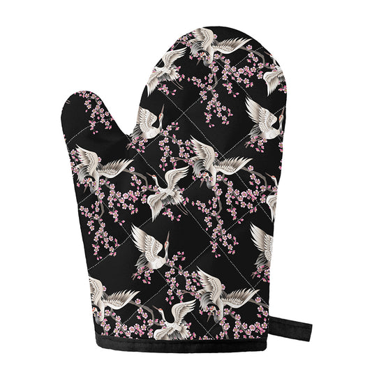 Japanese Crane Bird Pattern Print Single Oven Mitt