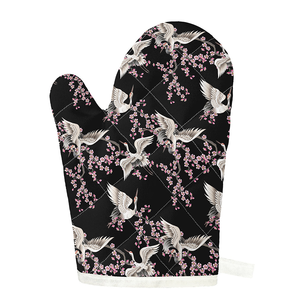 Japanese Crane Bird Pattern Print Single Oven Mitt