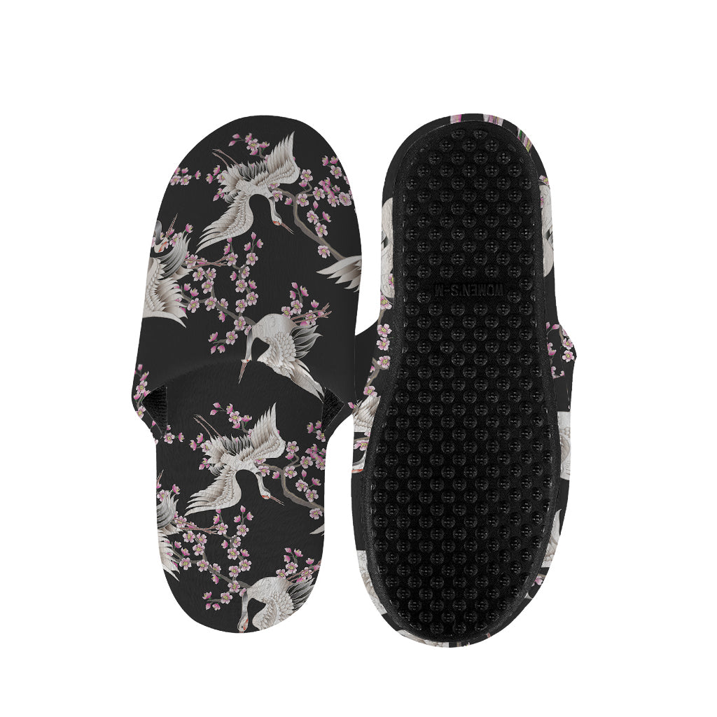 Japanese Crane Bird Pattern Print Slippers