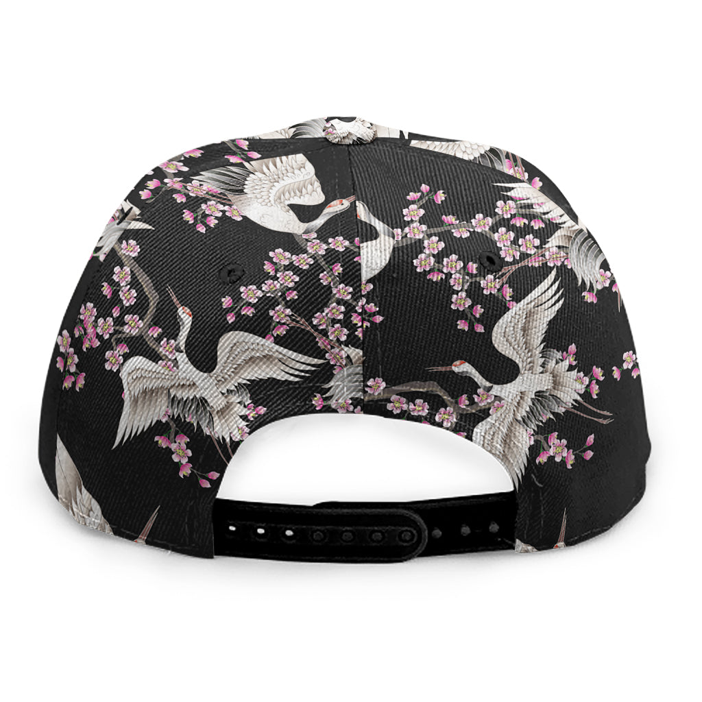 Japanese Crane Bird Pattern Print Snapback Cap