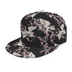 Japanese Crane Bird Pattern Print Snapback Cap