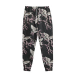 Japanese Crane Bird Pattern Print Sweatpants