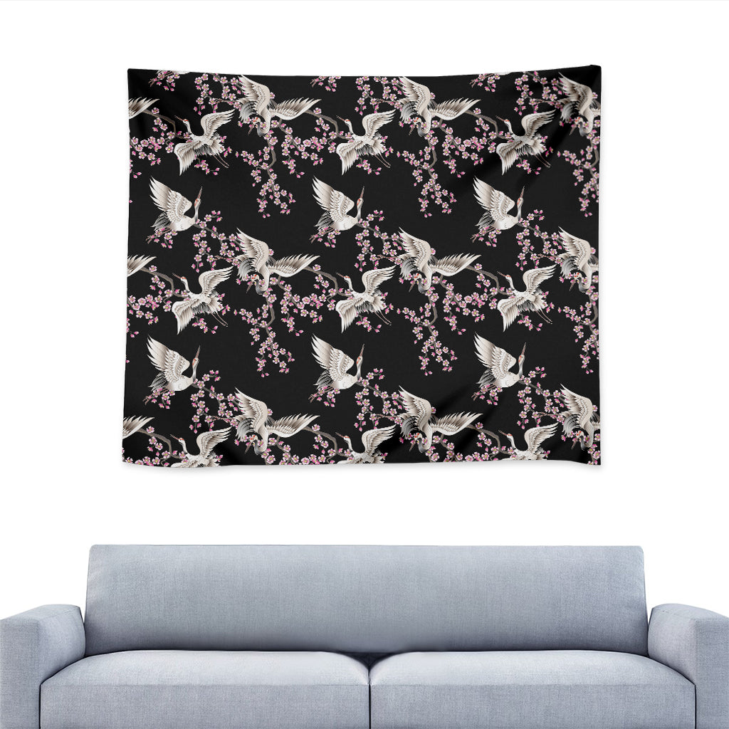 Japanese Crane Bird Pattern Print Tapestry