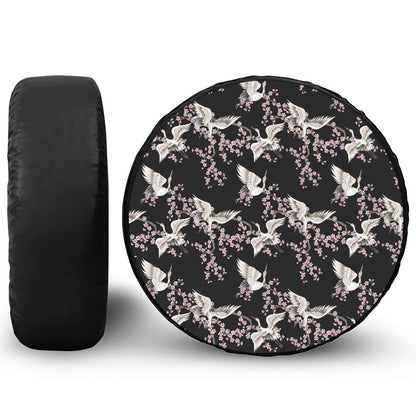 Japanese Crane Bird Pattern Print Tire Cover