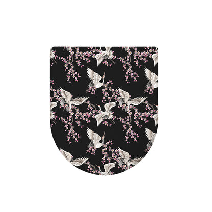 Japanese Crane Bird Pattern Print Toilet Lid Cover