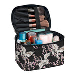 Japanese Crane Bird Pattern Print Travel Makeup Bag