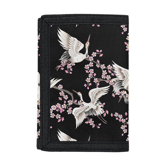 Japanese Crane Bird Pattern Print Trifold Wallet