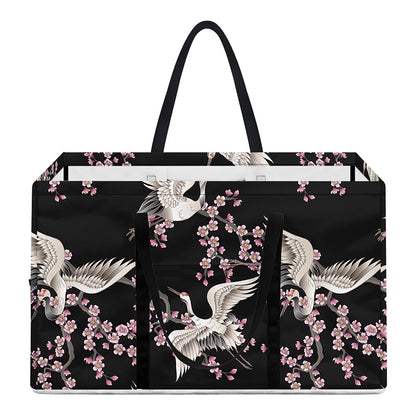 Japanese Crane Bird Pattern Print Utility Tote Bag