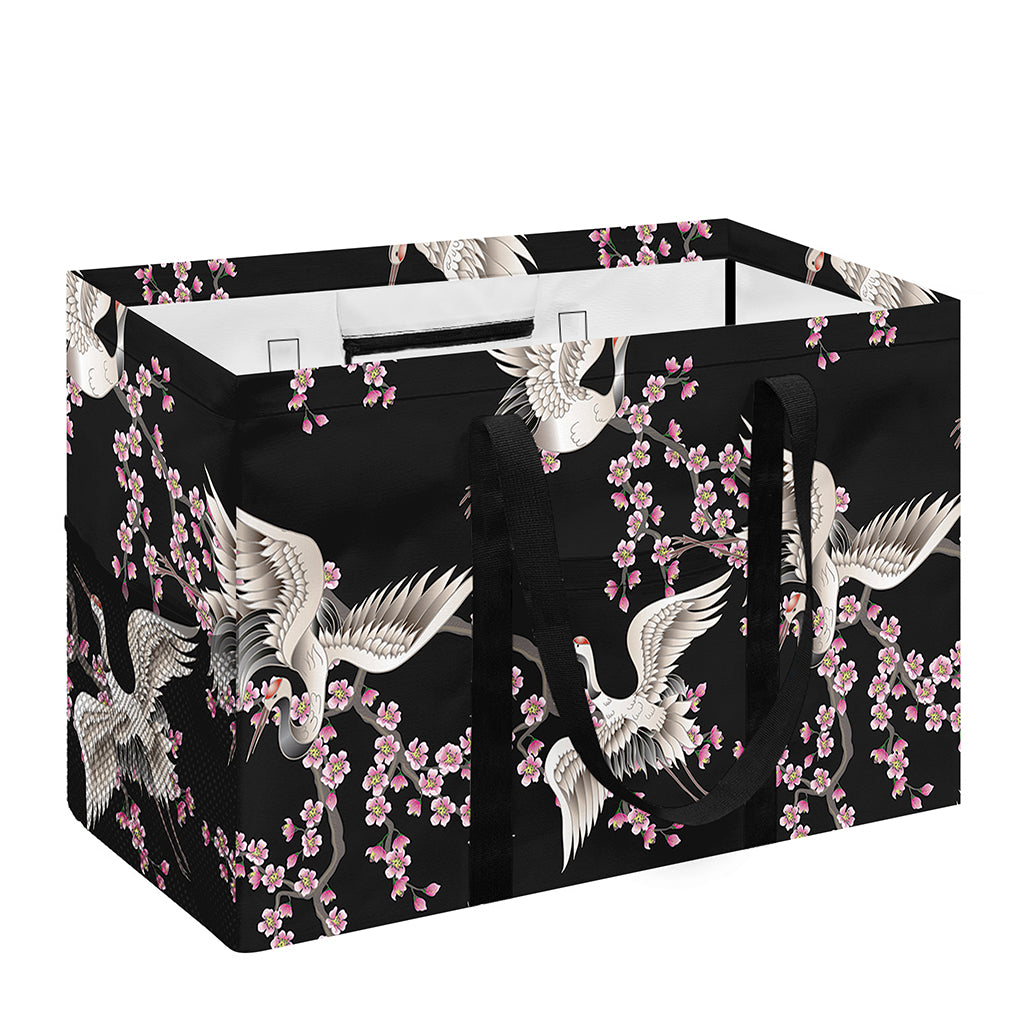 Japanese Crane Bird Pattern Print Utility Tote Bag