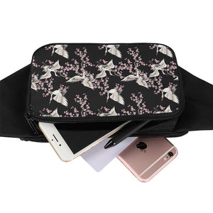 Japanese Crane Bird Pattern Print Waist Bag