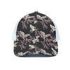 Japanese Crane Bird Pattern Print White Mesh Trucker Cap