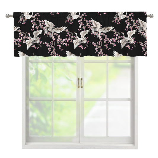 Japanese Crane Bird Pattern Print Window Valance