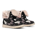 Japanese Crane Bird Pattern Print Winter Boots