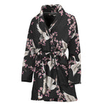 Japanese Crane Bird Pattern Print Women's Bathrobe