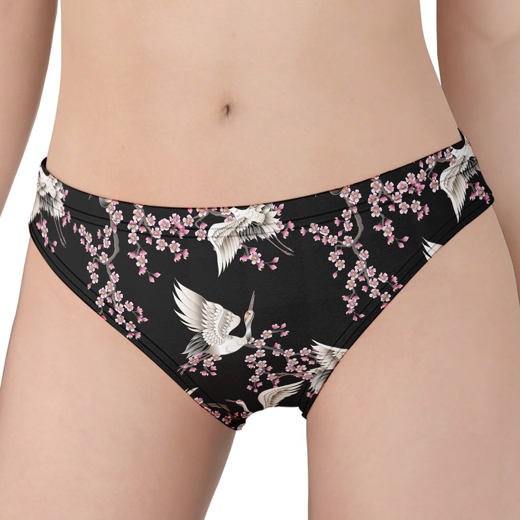 Japanese Crane Bird Pattern Print Women's Panties