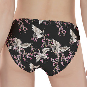 Japanese Crane Bird Pattern Print Women's Panties