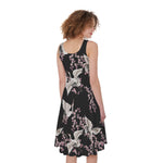 Japanese Crane Bird Pattern Print Women's Sleeveless Dress