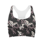 Japanese Crane Bird Pattern Print Women's Sports Bra