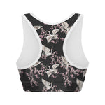 Japanese Crane Bird Pattern Print Women's Sports Bra
