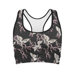 Japanese Crane Bird Pattern Print Women's Sports Bra