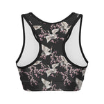 Japanese Crane Bird Pattern Print Women's Sports Bra