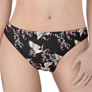 Japanese Crane Bird Pattern Print Women's Thong