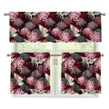 Japanese Cranes And Chrysanthemums Print 3 Piece Kitchen Curtains