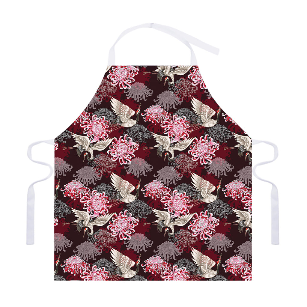 Japanese Cranes And Chrysanthemums Print Adjustable Apron