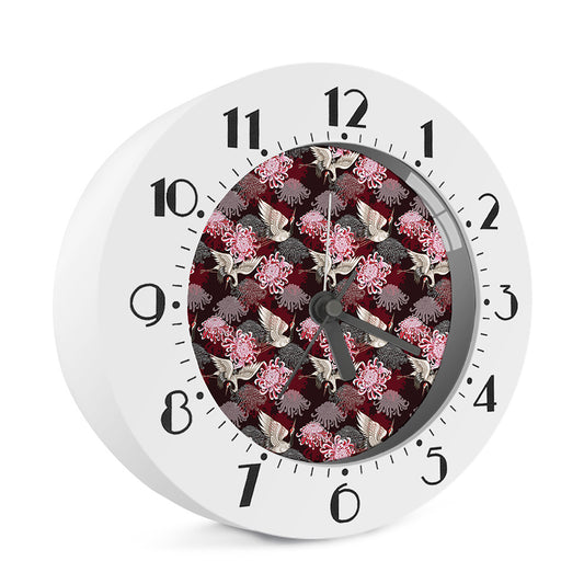 Japanese Cranes And Chrysanthemums Print Alarm Clock